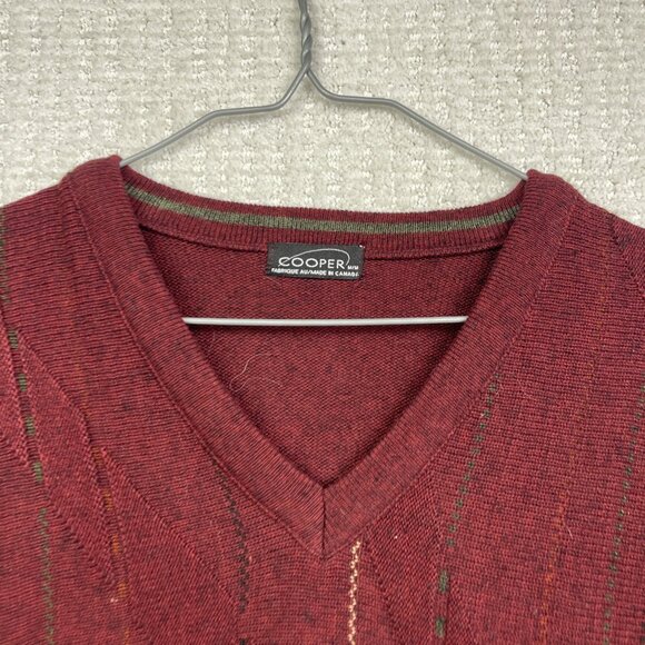 Cooper Wool Blend Pullover Sweater Vtg 90s Red Color Block Made in Canada Men M - Picture 7 of 13